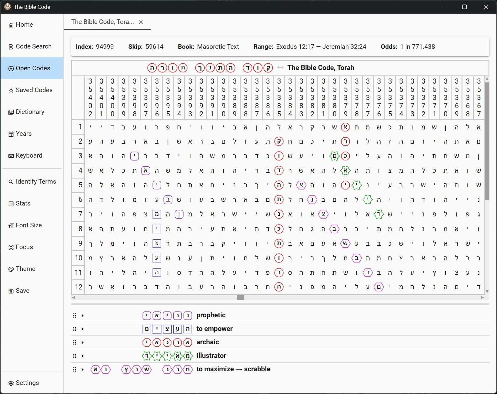 Open Codes | The Bible Code